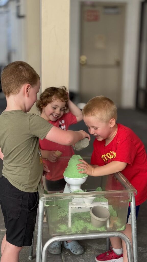 kids doing a sensory activity at preschool in napa