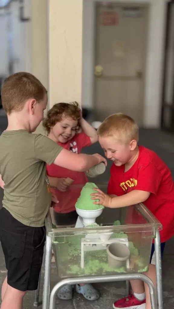 kids doing a sensory activity at preschool in napa